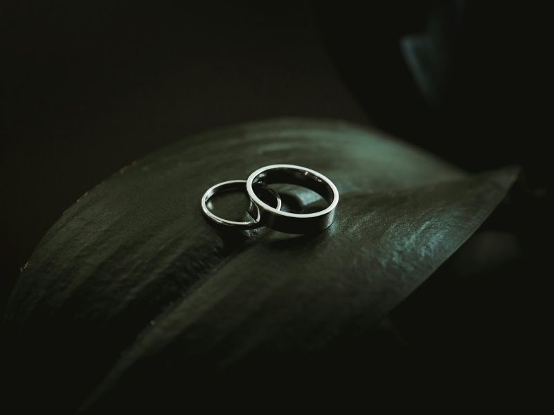 silver-colored rings